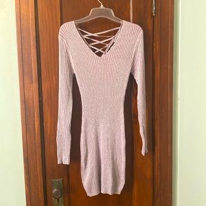 NWT- Lavender sweater dress with lace back